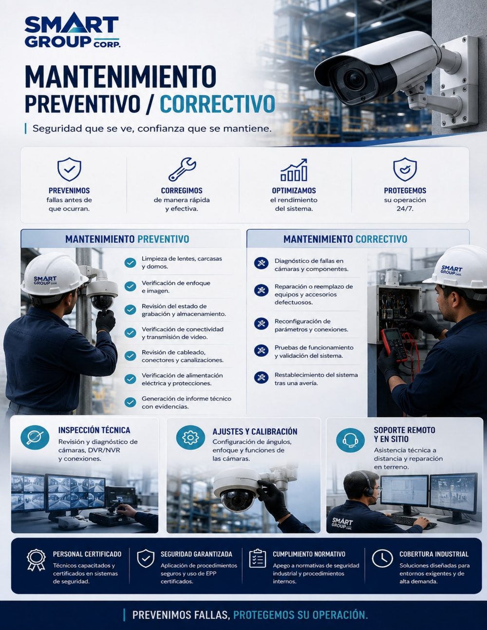 Alcance del mantenimiento preventivo y correctivo de cámaras de seguridad